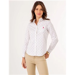 DOT PRINT LONG SLEEVE POPLIN SHIRT