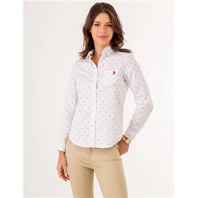 DOT PRINT LONG SLEEVE POPLIN SHIRT