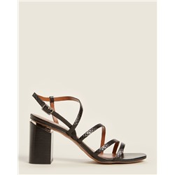 FRANCO SARTO  Black Qitara Embossed Strappy Leather Sandals Размер 8,5