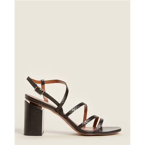 FRANCO SARTO  Black Qitara Embossed Strappy Leather Sandals Размер 8,5