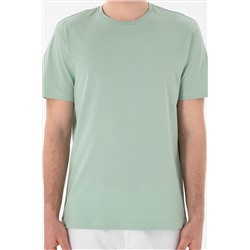 Erkek Regular Fit Bisiklet Yaka Su Yeşili Basic Tişört