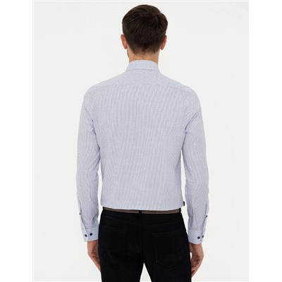 Lacivert Slim Fit Uzun Kollu Gömlek