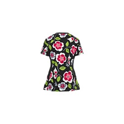 White Cross Scrubs Matisse Blooms Print Top