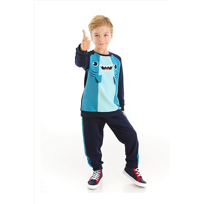 Denokids Köpekbalığı Lacivert Erkek Çocuk Eşofman Takım CFF-22K1-003