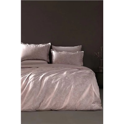 Avril King Size Baskılı - 300TC Saten Nevresim Takımı - Pudra