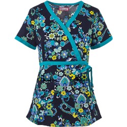 koi Scrubs Scandinavian Paisley Mock Wrap Top