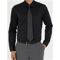 Siyah Slim Fit Uzun Kollu Basic Gömlek