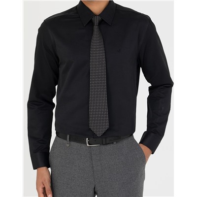 Siyah Slim Fit Uzun Kollu Basic Gömlek