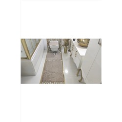 BotigaHome Gofraj Bej Banyo Halısı Klozet Takımı 3'lü Set BH019