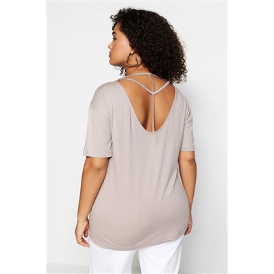 Vizon Yaka Detaylı Örme T-Shirt TBBSS22TS0877