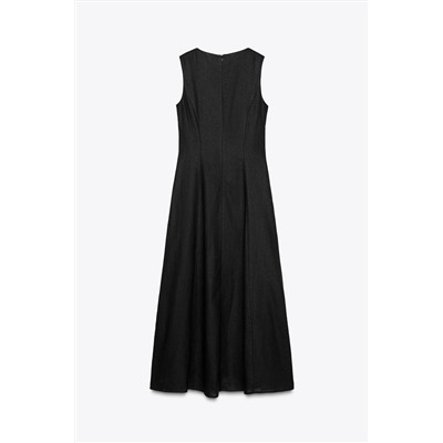 LINEN BLEND MIDI DRESS