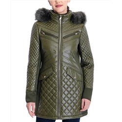 MICHAEL Michael Kors Faux-Fur-Trim Hooded Quilted Coat