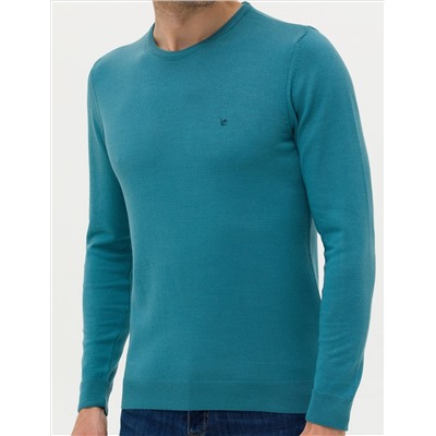 Petrol Slim Fit Bisiklet Yaka Basic Triko Kazak