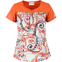 UA Cartwheels White Print Scrub Top