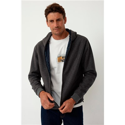 Sudadera reversible Azul marino y gris oscuro jaspeado