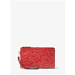 MICHAEL MICHAEL KORS Adele Rose Studded Leather Smartphone Wallet