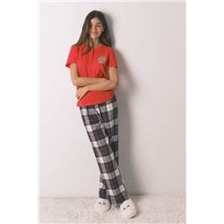 Pijama largo 100% algodón estampado cuadros "Hogwarts"