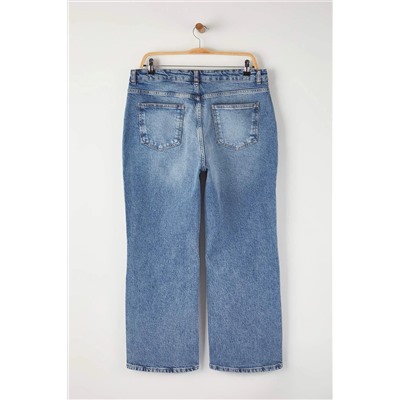 More Sustainable Mavi Yüksek Bel Comfort Straight Fit Büyük Beden Jeans TBBAW24CJ00045