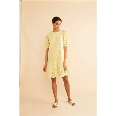 Albaray Kurzes, besticktes Kleid, Gelb