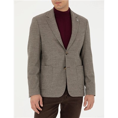Bej Slim Fit Ceket