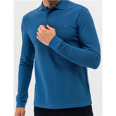 Açık Lacivert Slim Fit Basic Sweatshirt