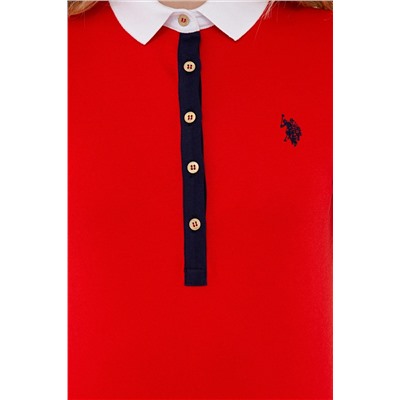 Kadın Kırmızı Basic Polo Yaka Tişört
