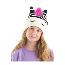 Denokids Zebra Siyah Beyaz Kız Çocuk Triko Bere CFF-22S1-053