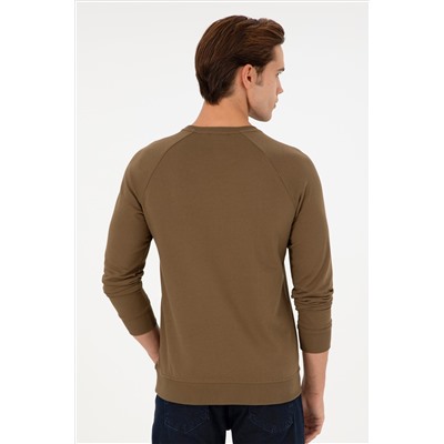 Erkek Haki Basic Sweatshirt