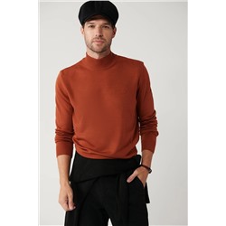 Avva Erkek Kiremit Yarım Balıkçı Yaka Tüylenmeyen Standart Fit Normal Kesim Unisex Triko Kazak E005001