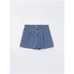 DENIM SHORTS WITH FRONT DARTS