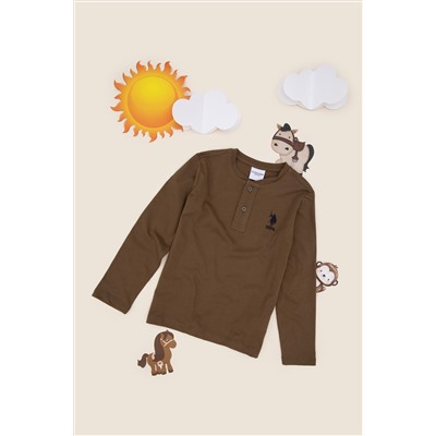 Erkek Çocuk Haki Basic Sweatshirt