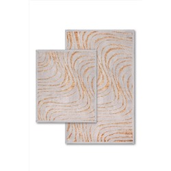 Bluenity Swirl Doğal Pamuklu 2'li Banyo Kilimi 60x100 50x60 Cm Light Grey Swirl01