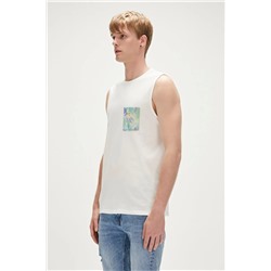Bad Bear, Monstera Tank-top Off-white Beyaz Desenli Erkek Atlet
