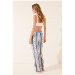 Pantalón largo viscosa cenefas multicolor