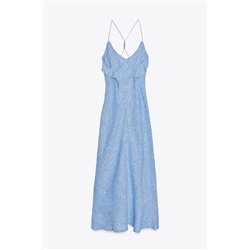 FRILL STRAPPY DRESS WITH LINEN
