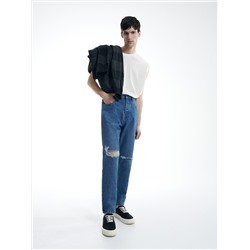 Jeans im Carrot-Fit in Used-Optik