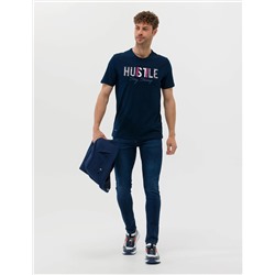 Lacivert Slim Fit Baskılı Bisiklet Yaka Tişört