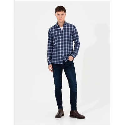 Lacivert Slim Fit Uzun Kollu Gömlek