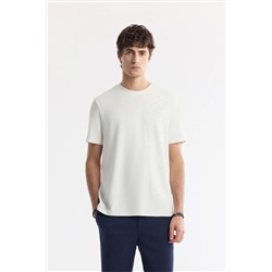 Avva, Erkek Ekru Bisiklet Yaka Puff Print T-shirt A51y1004