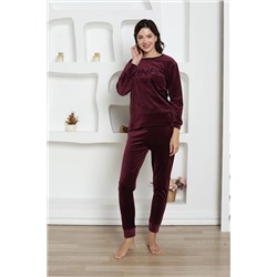 Akasya Kadın Uzun Kollu Manşetli Çeyizlik Kadife Pijama Takımı 2250 T02250K