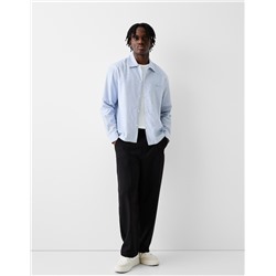 Striped long sleeve poplin shirt