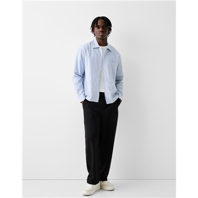 Striped long sleeve poplin shirt