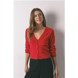 Cárdigan corto tricot suave rojo