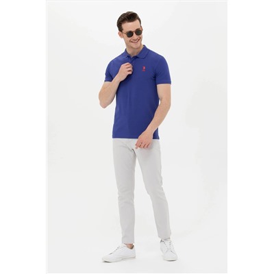 Erkek Mavi Basic Polo Yaka Tişört
