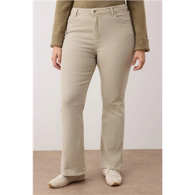 Bej Yüksek Bel Comfort İspanyol Paça Flare Fit Jeans TBBAW23JE00001