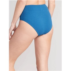High-Waisted Pucker Classic Bikini Swim Bottoms for Women