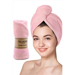 Telvesse Kalın Mikrofiber Saç Havlusu Plaj Deniz Havuz Bonesi Kurulama Banyo Saç Kurutma Baş Havlusu Pembe sachavlusu