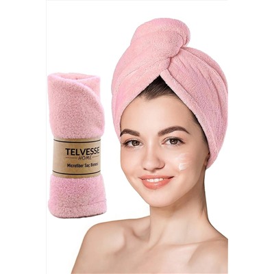 Telvesse Kalın Mikrofiber Saç Havlusu Plaj Deniz Havuz Bonesi Kurulama Banyo Saç Kurutma Baş Havlusu Pembe sachavlusu