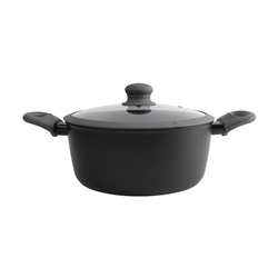 Кастрюля, 24 см, 3,9 л, с крышкой, с покрытием, алюминий, серо-черная, Robust, 63436
