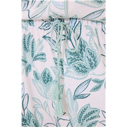Pijama largo camisero 100% algodón flores verdes